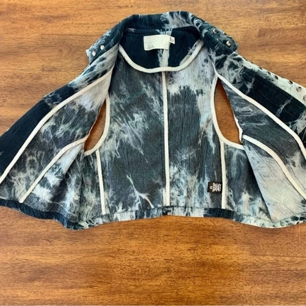 Lush Studded Tie Dye Festival Punk Boho Vest Medium - Picture 6 of 12